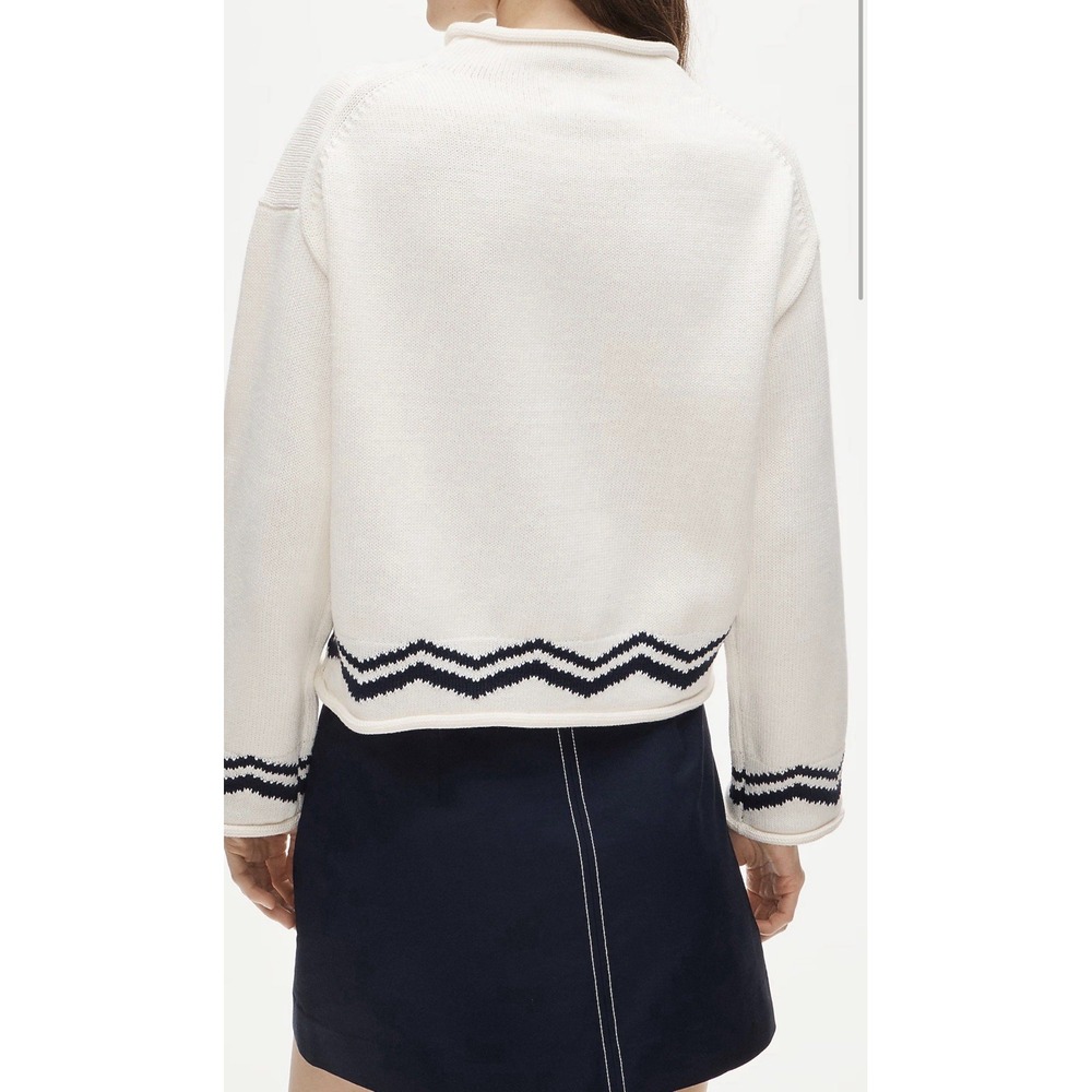 J. Crew S 2025 Rollneck™ cardigan with lobster intarsia CT963 $198 - Picture 2 of 8